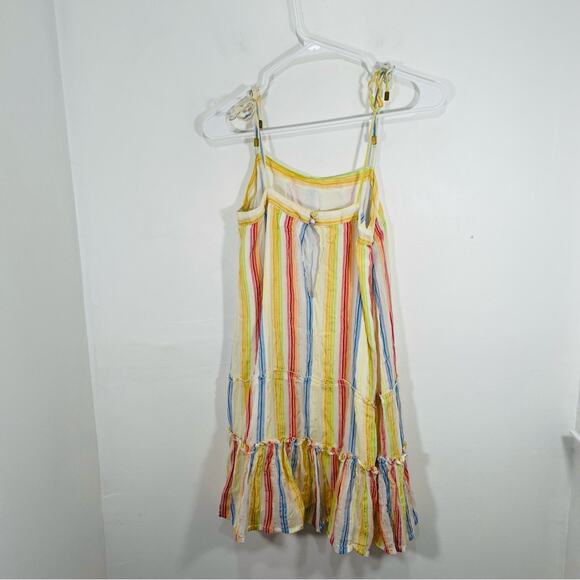 Suboo Playhouse Mini Multicolor Stripe Shoulder Tie Tiered Mini Dress Small - Picture 9 of 11